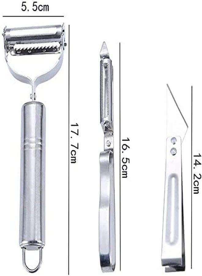BEYOND BASIC 2 in 1 Stainless Steel Julienne Vegetable Peeler Multi-Functional Fruit & Veggie Shredder Slicer and Grater for Potatoes, Carrots, Cucumbers (3 Pcs) - Image 3